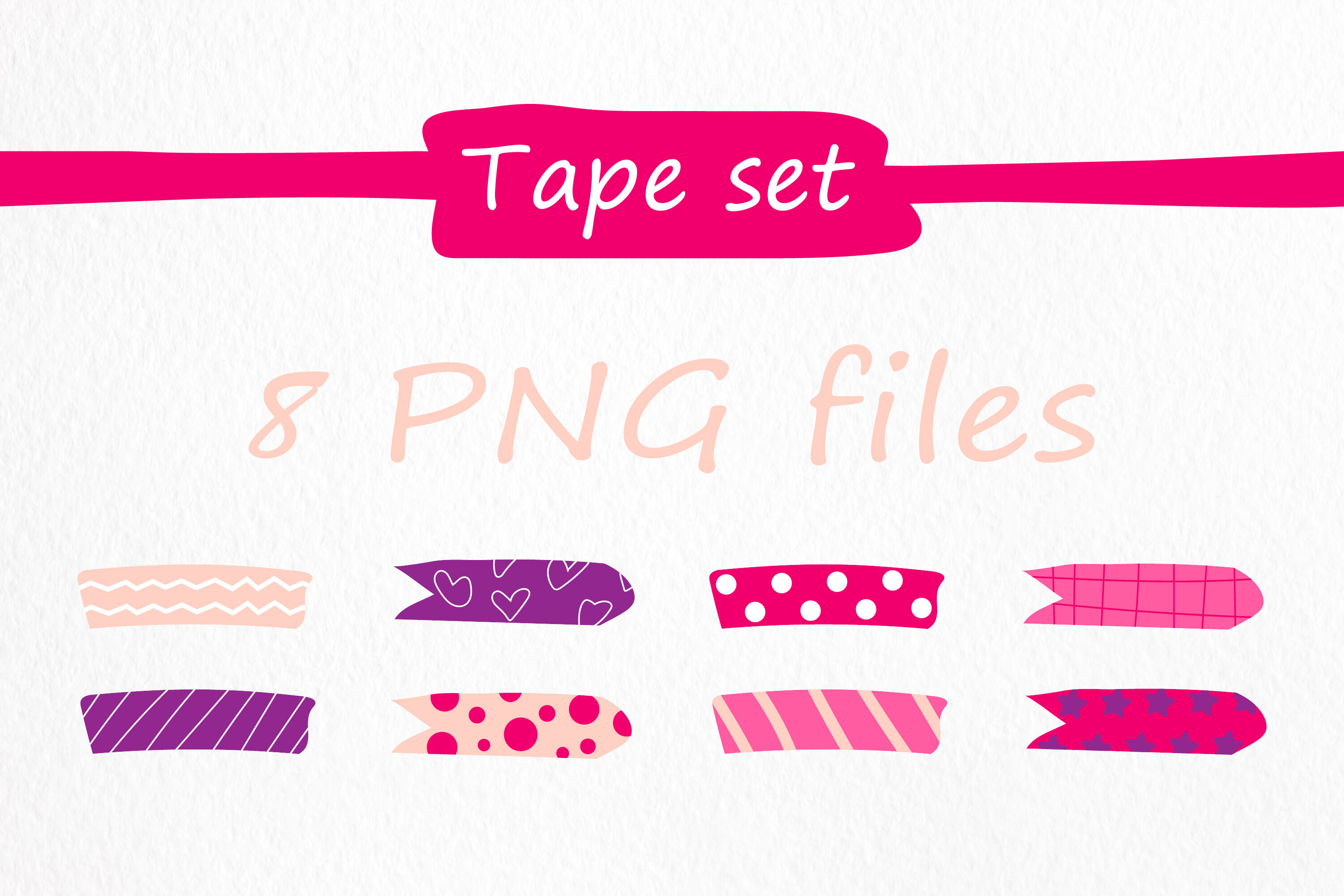Washi tape PNG clipart. Pink and purple washi tape set. By Lia Uzun Art