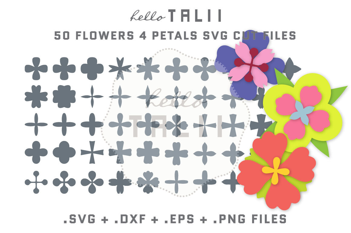 4 Petal Flowers Svg Cut Files By O