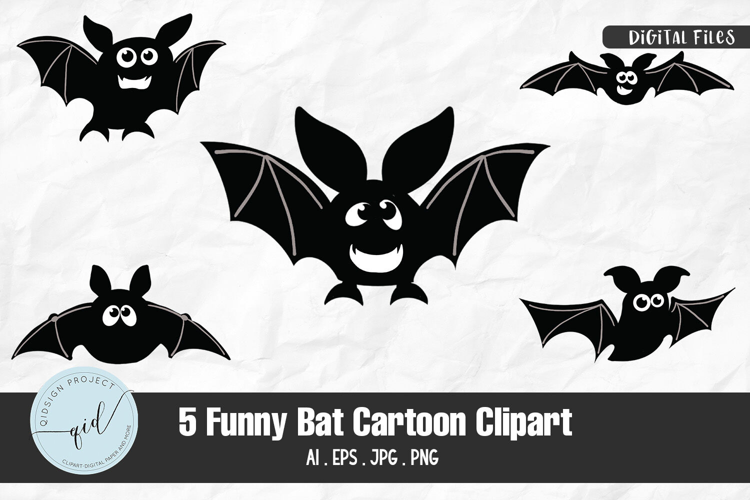Funny Bat Cartoon Clipart, 5 Variations By qidsign project | TheHungryJPEG
