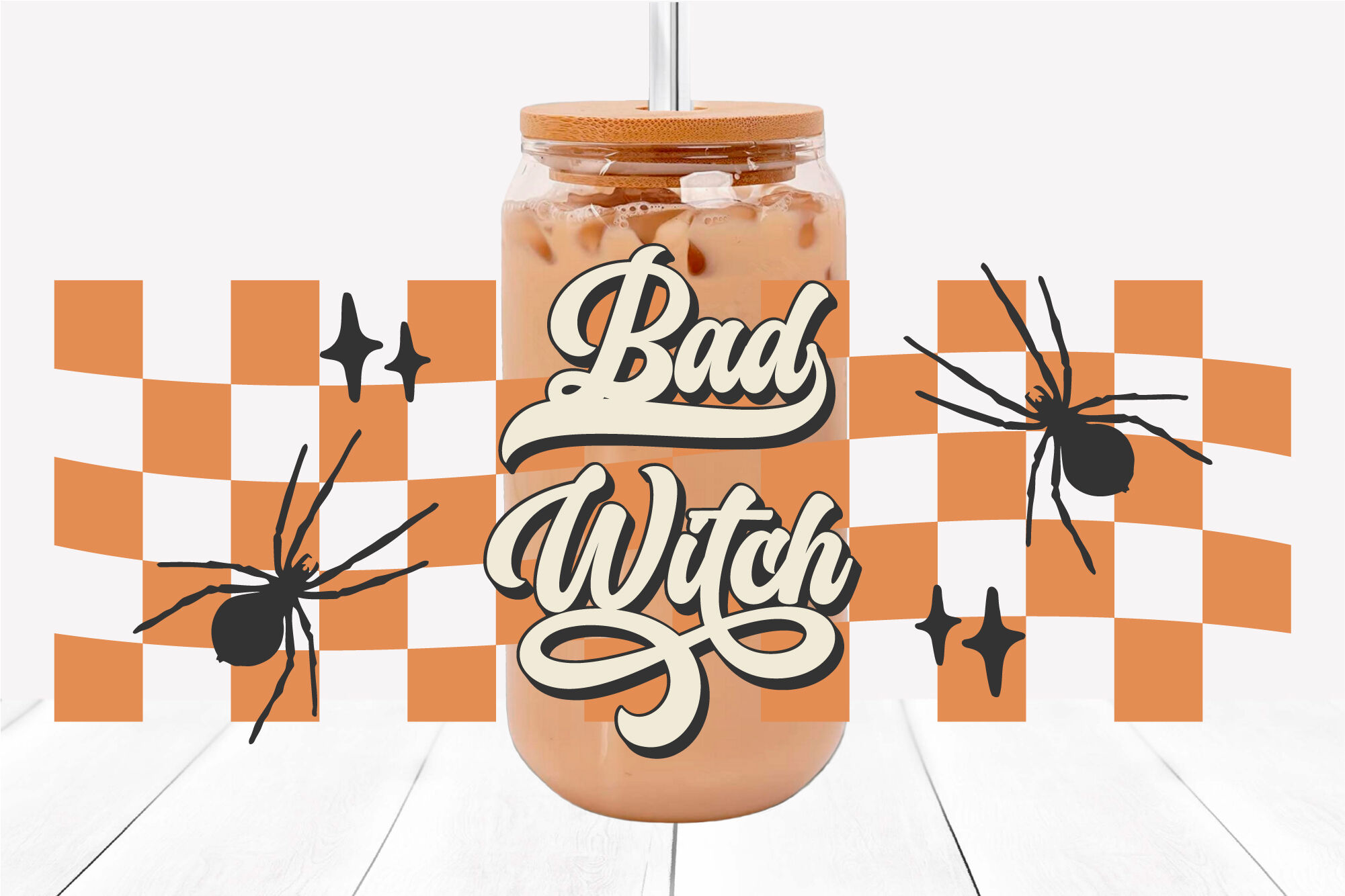 Retro Halloween Beer Can Glass SVG Witch Coffee Cup Wrap By Orange Brush  Studio