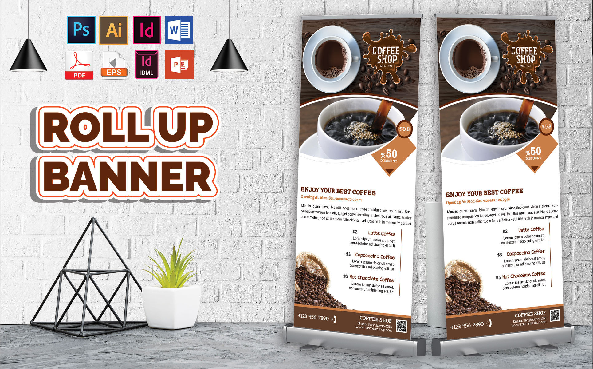 Coffee Shop Roll Up Banner Vol 01 By Imagine Design Studio TheHungryJPEG