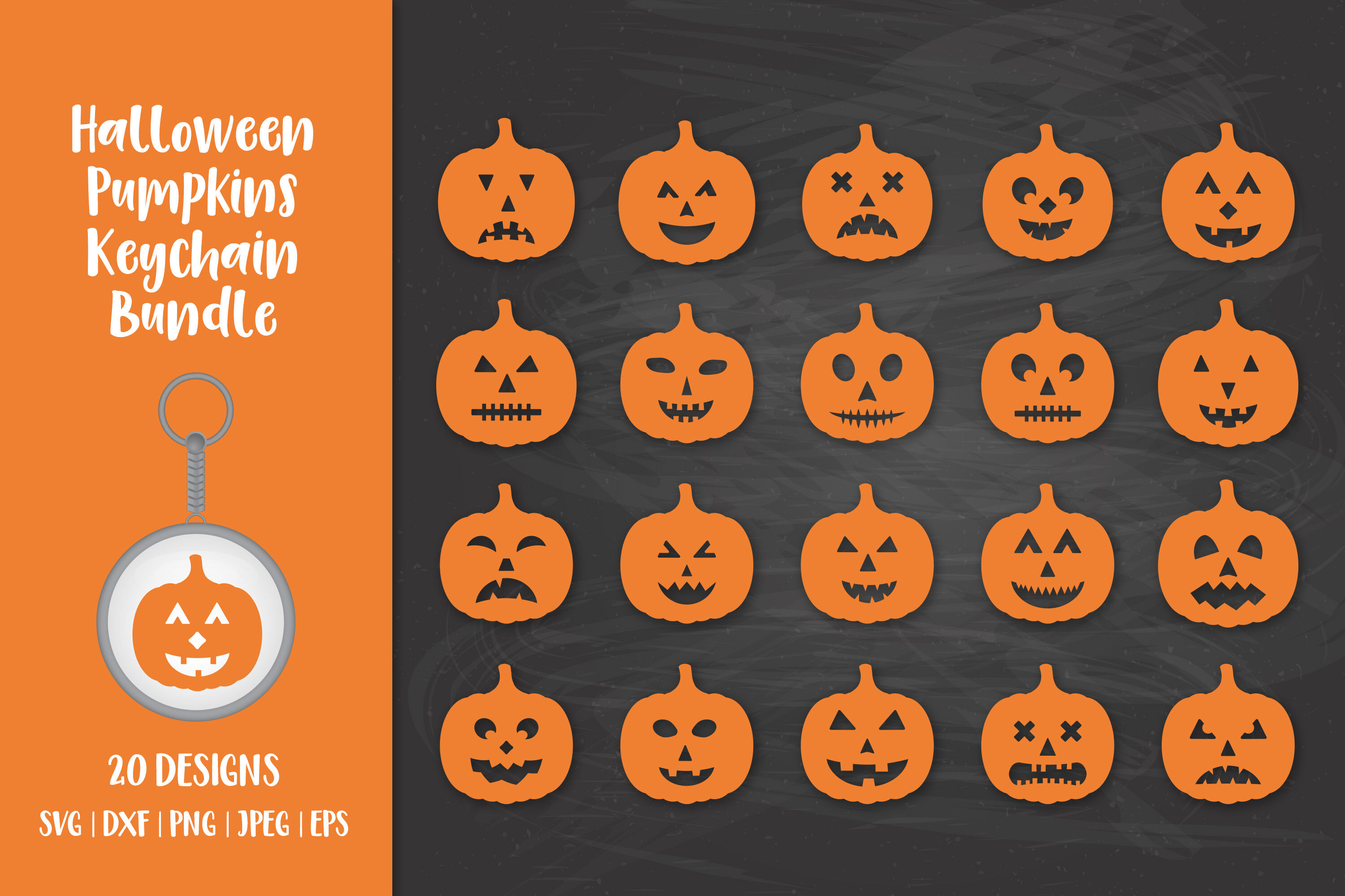 Halloween keychain bundle SVG. Halloween pumpkins keychains By