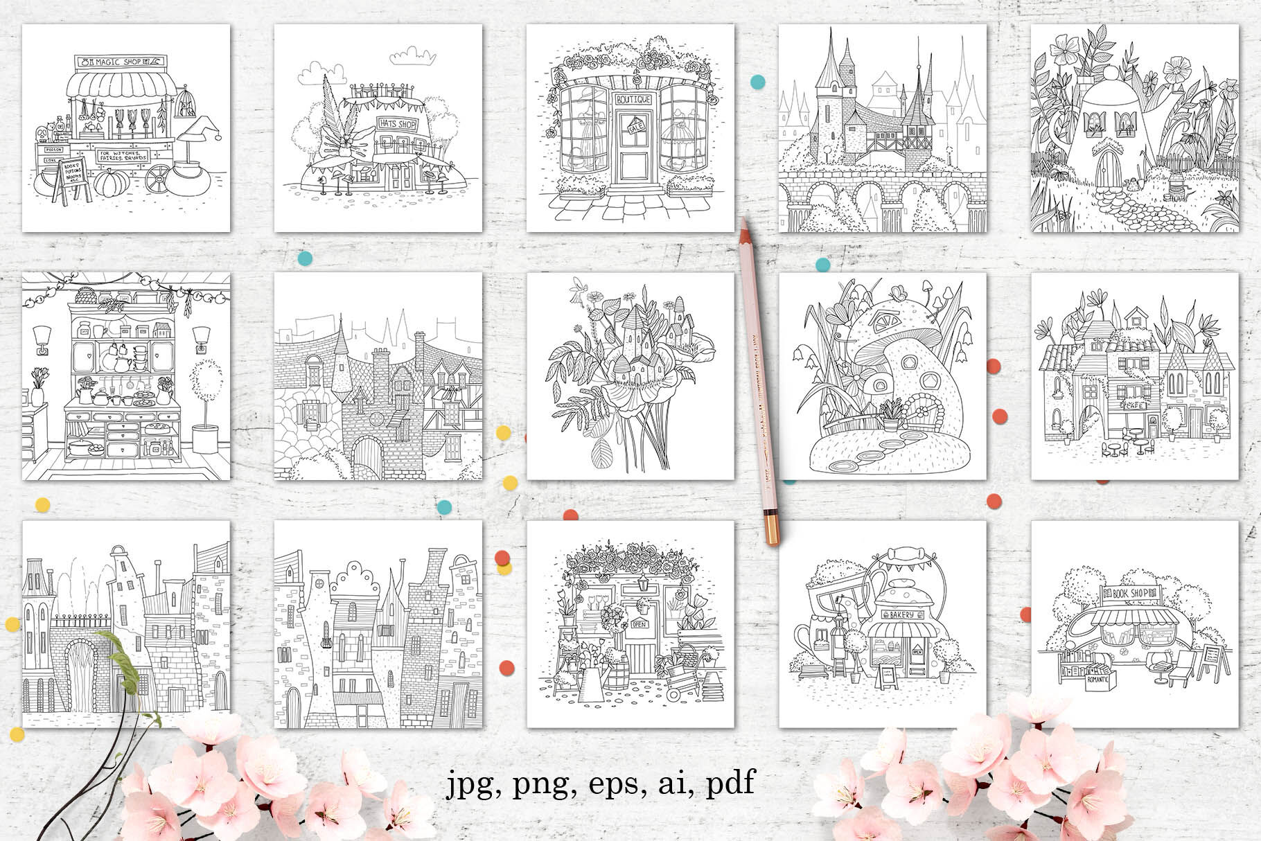 Magic World Coloring Pages By Daria Pneva | TheHungryJPEG