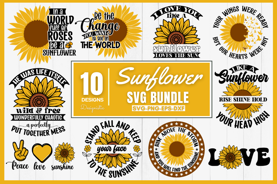 Sunflower Svg Bundle Sunflower Svg Design Bundle Sunflower Quotes Sv By Designs Dark 