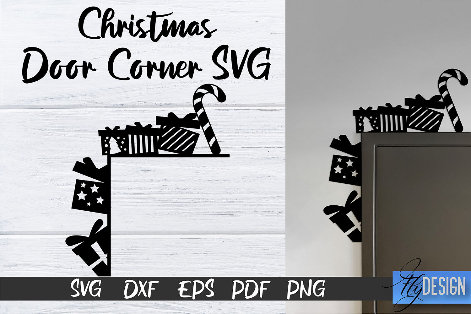 Christmas Door Corners SVG | Christmas Design SVG | Xmas By Fly Design