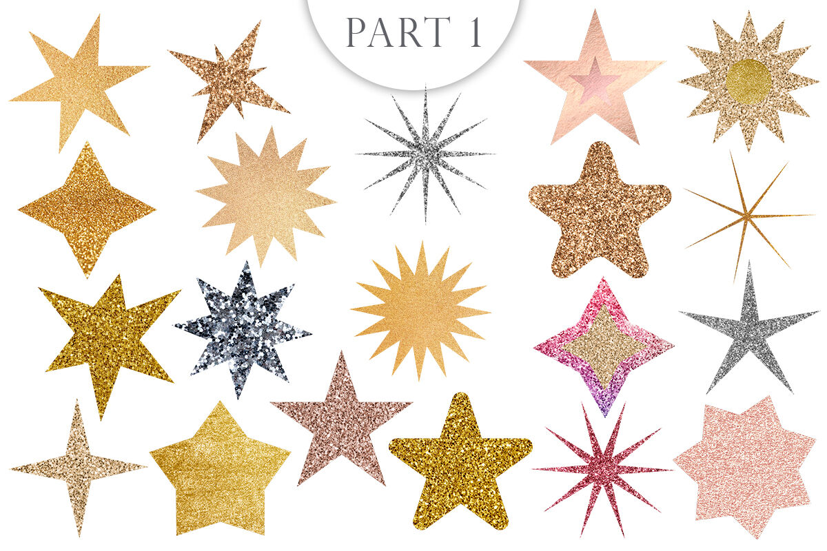 Star glitter collection. PNG clipart By TanyaPrintDesign