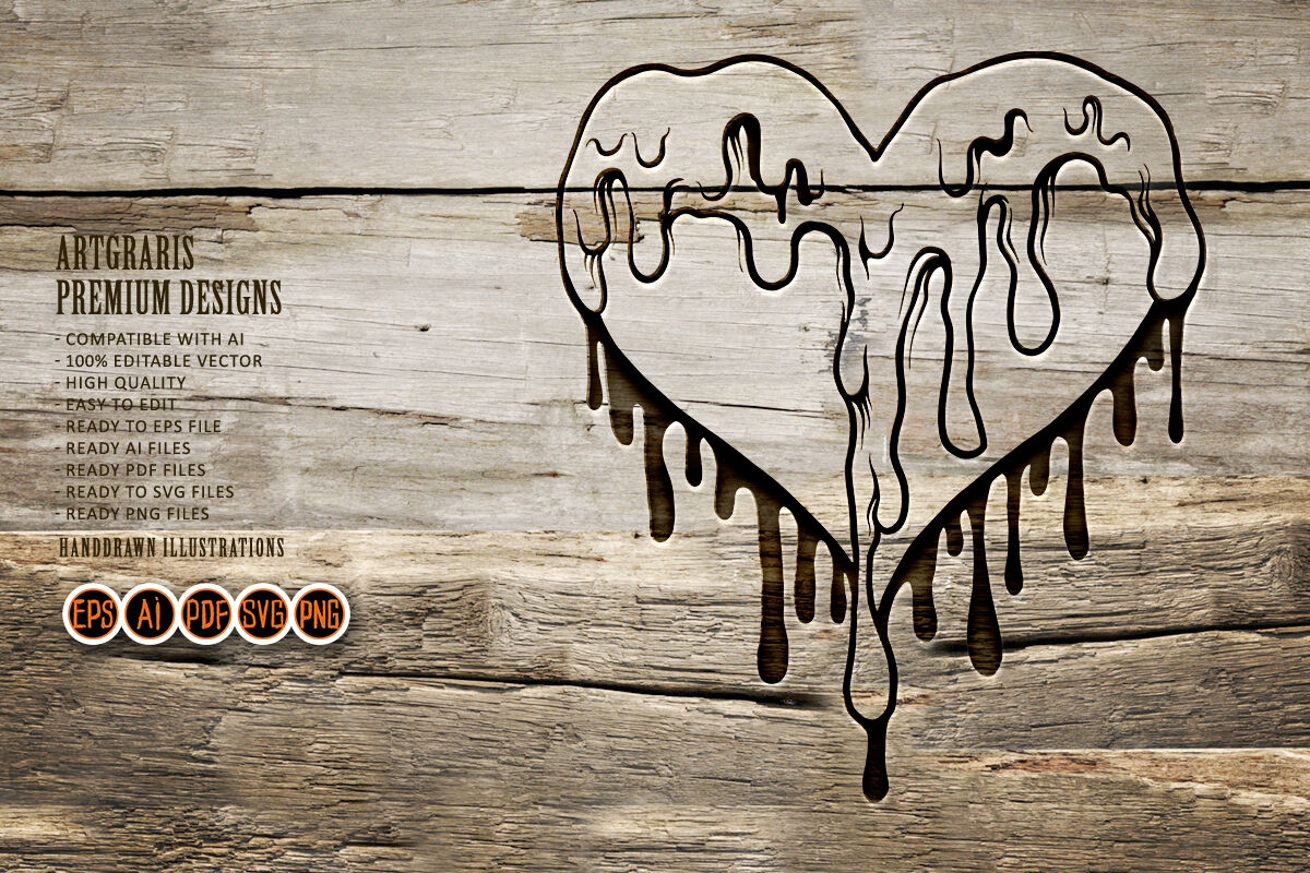 drip silhourtte, decoration free svg file - SVG Heart