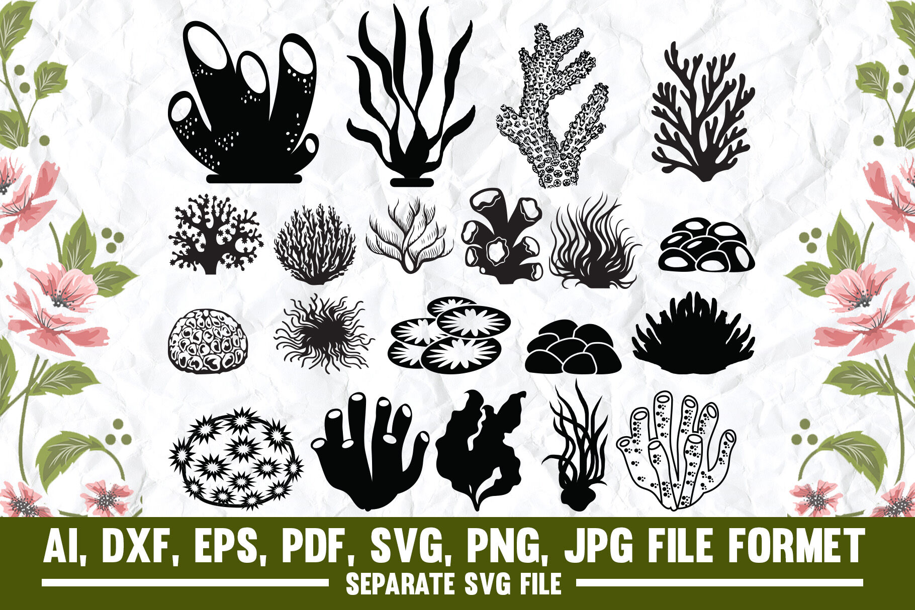 Aquarium seaweeds and decoration flora Royalty Free Vector