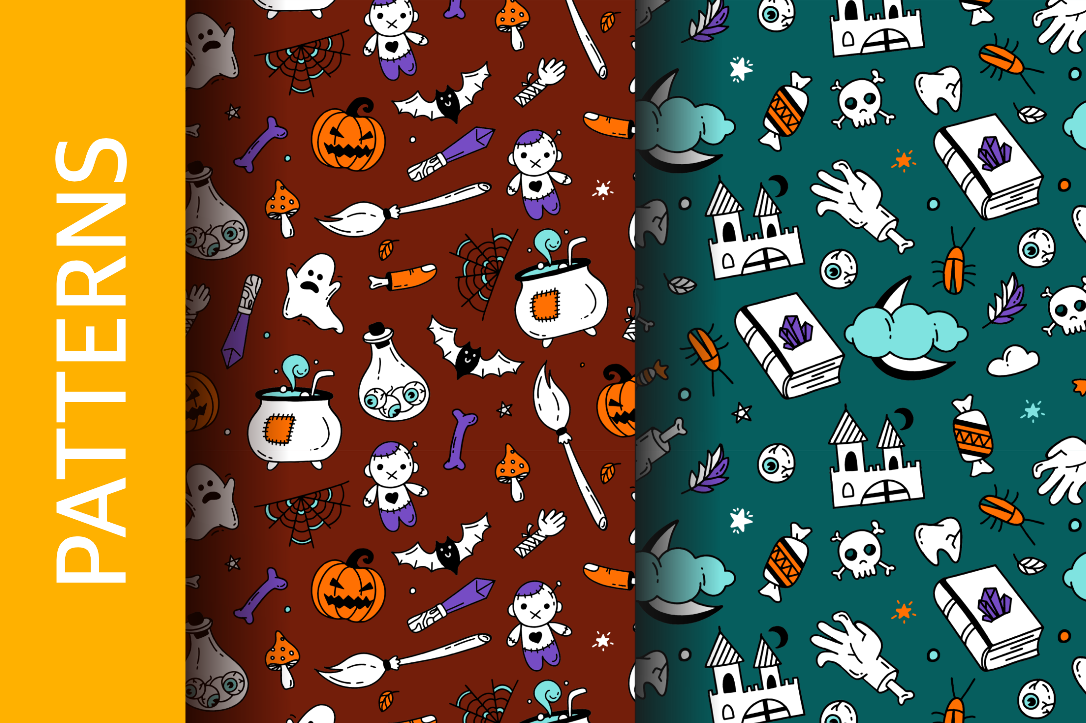 Halloween doodle vector elements By Nastya Art TheHungryJPEG