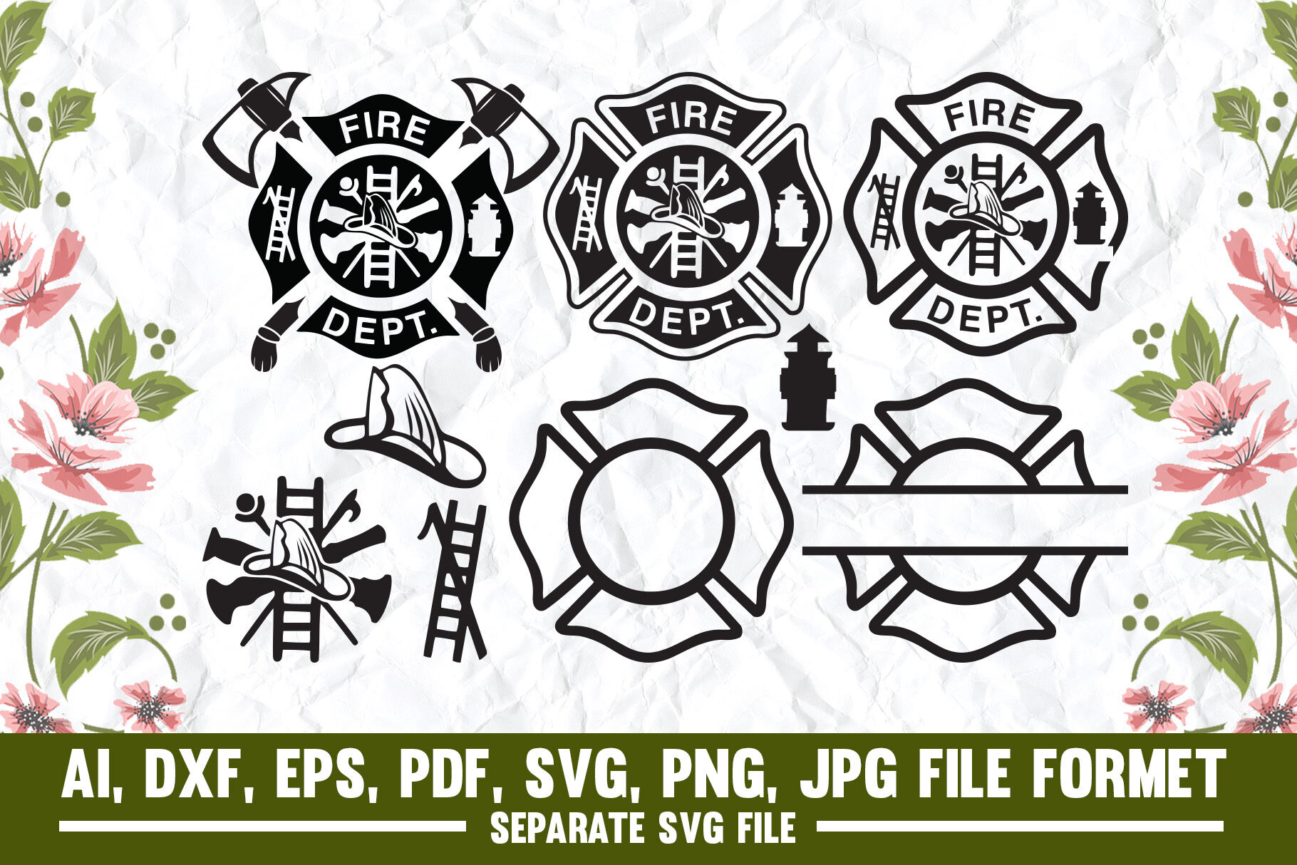 Fire Dept svg Firefighter svg Maltese Cross svg fireman 