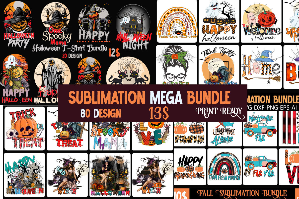 Halloween T-Shirt Mega Bundle , Halloween SVG Mega Bundle , Halloween By  Rana Creative