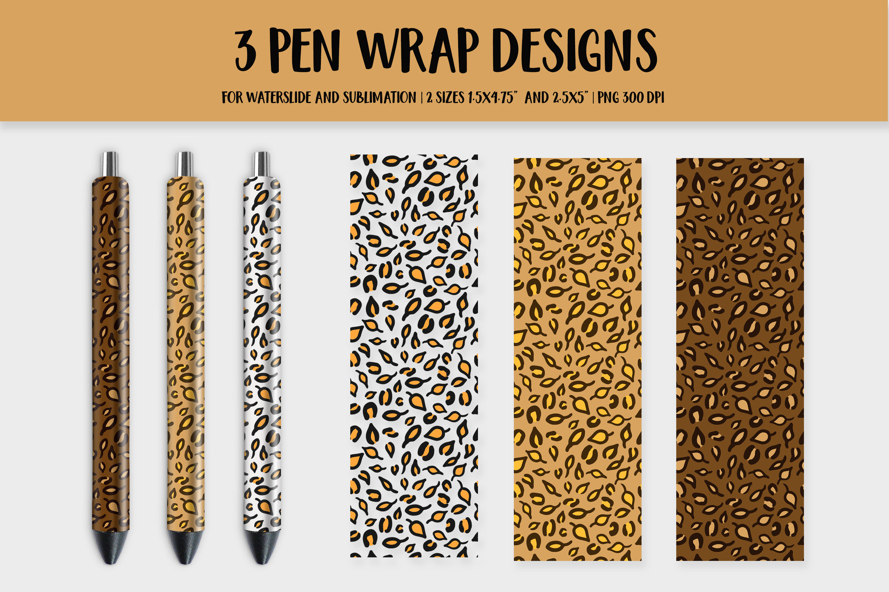 Autumn Leaves Leopard Print Pen Wrap Sublimation Or Waterslide By