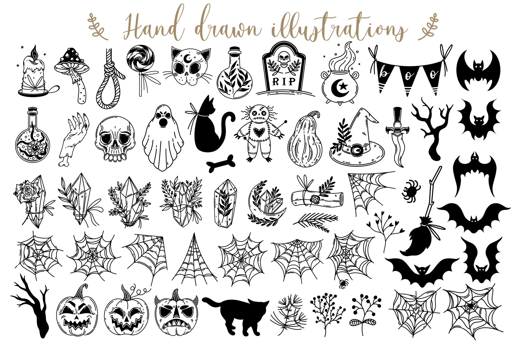 Cute Halloween doodle clipart, scary SVG bundle By shamanistik_art ...
