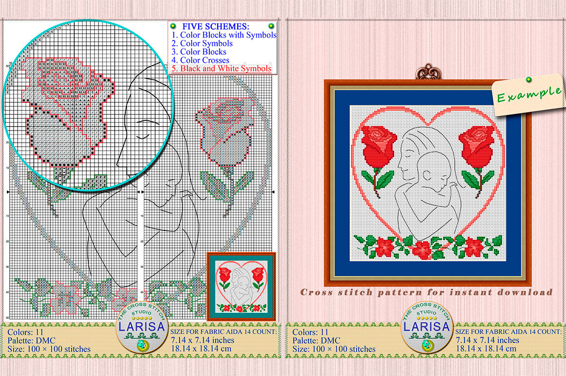 Mothers Day Cross Stitch Pattern By LarisaStitch | TheHungryJPEG