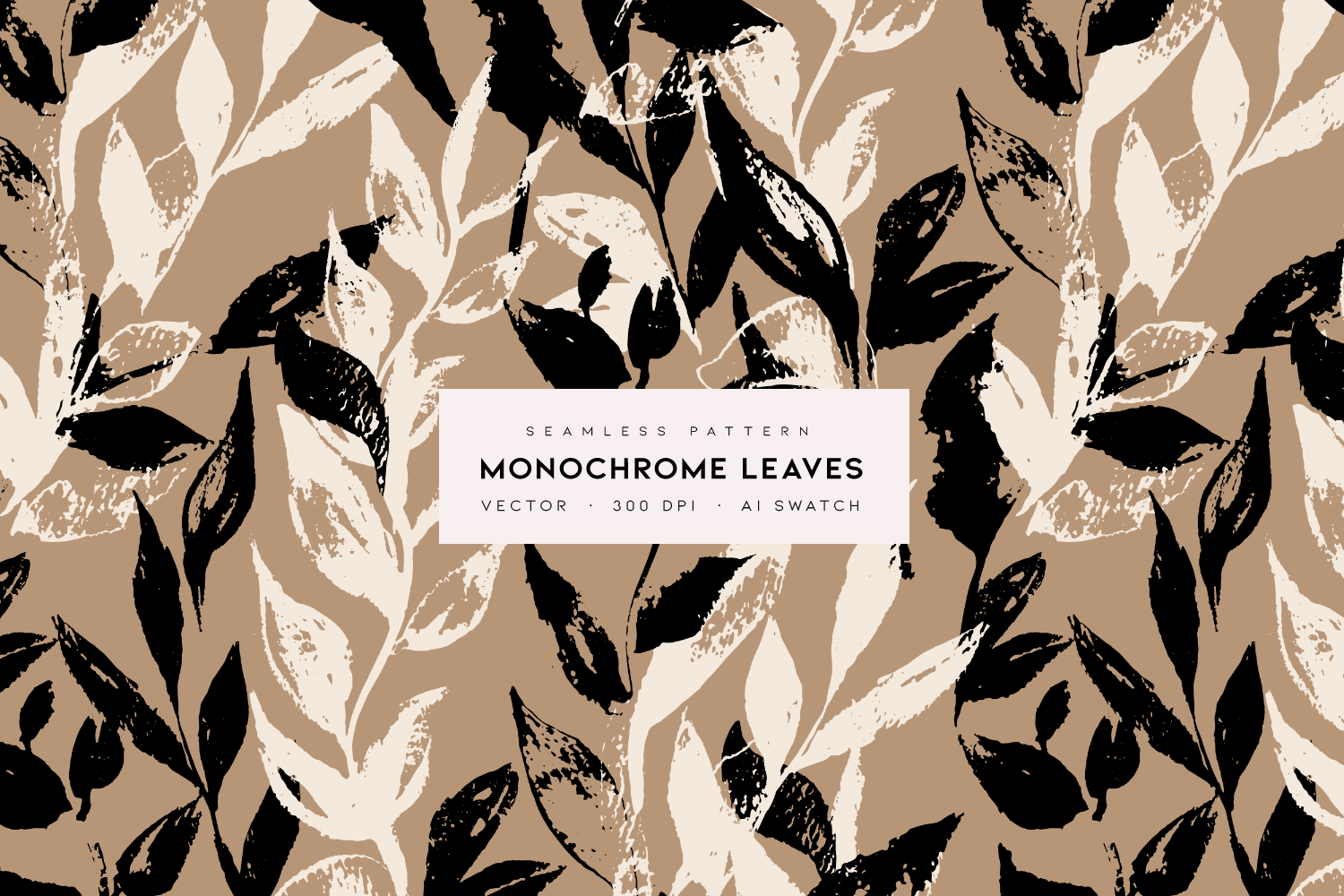 Monochrome Leaves By MalyskaStudio | TheHungryJPEG