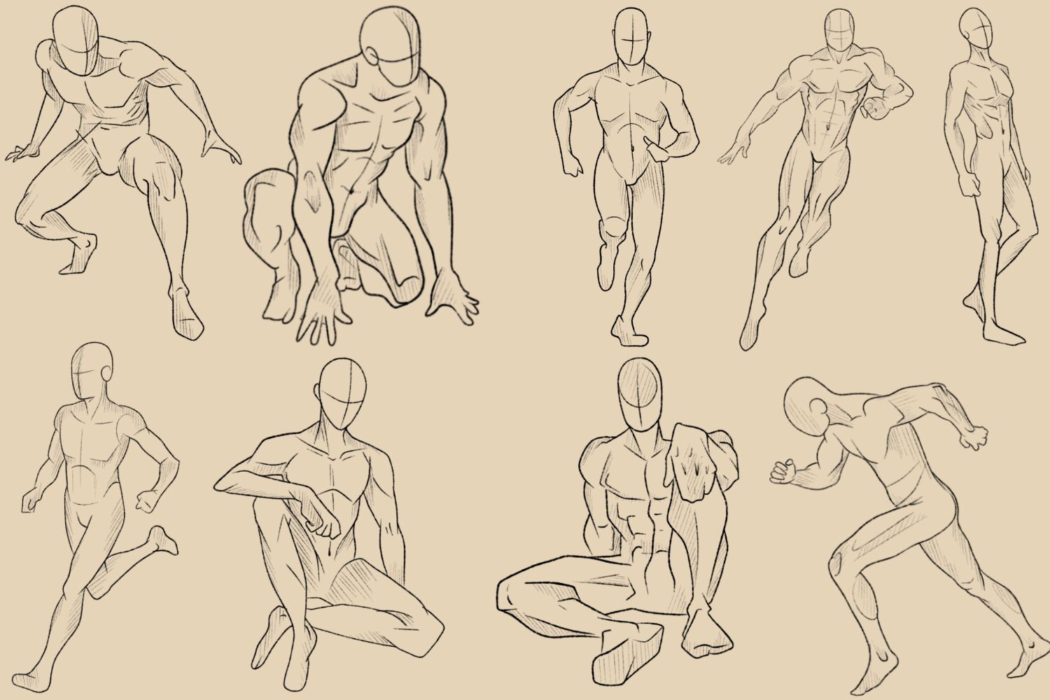 Fifty Male Bodies Expressive Dynamic Poses Stock Illustration 2344736453 |  Shutterstock