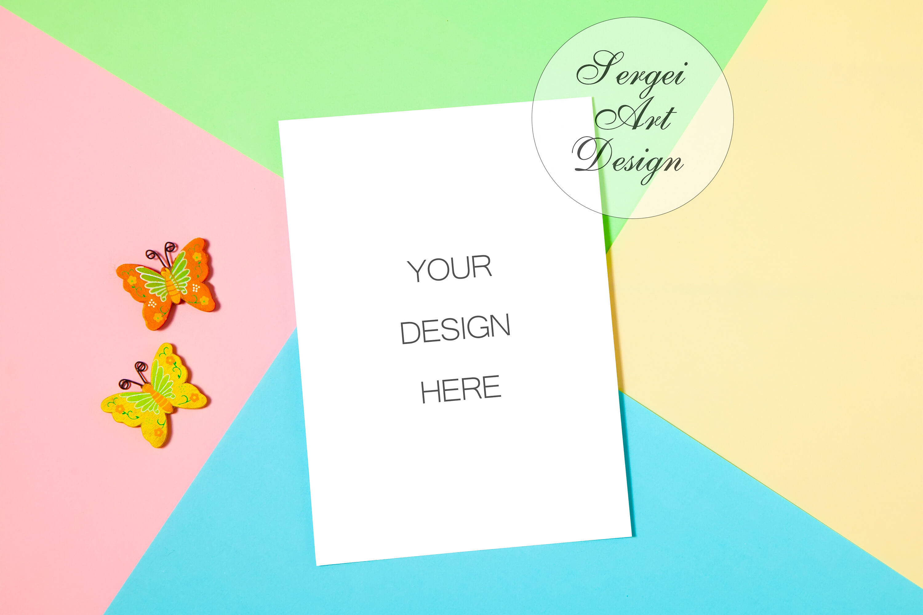 Birthday Invitation Card Template, 5x7 Blank Card Mockup, PSD, PNG