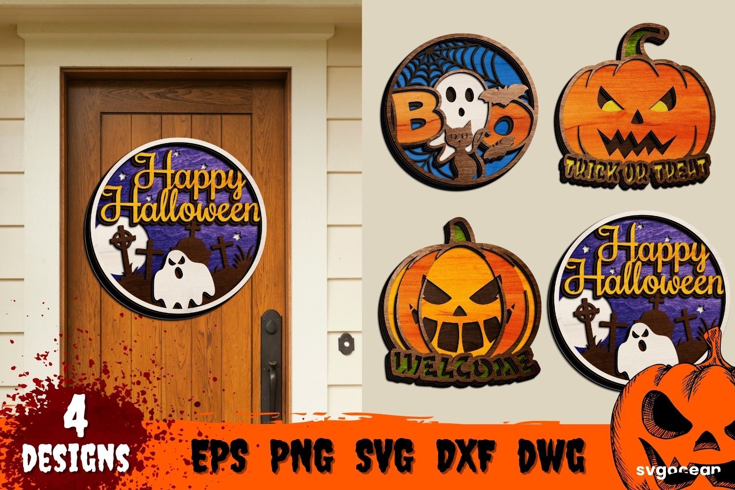 The Holiday Aisle® Happy Halloween Jack-O-Lanterns Garage Door Mural &  Reviews