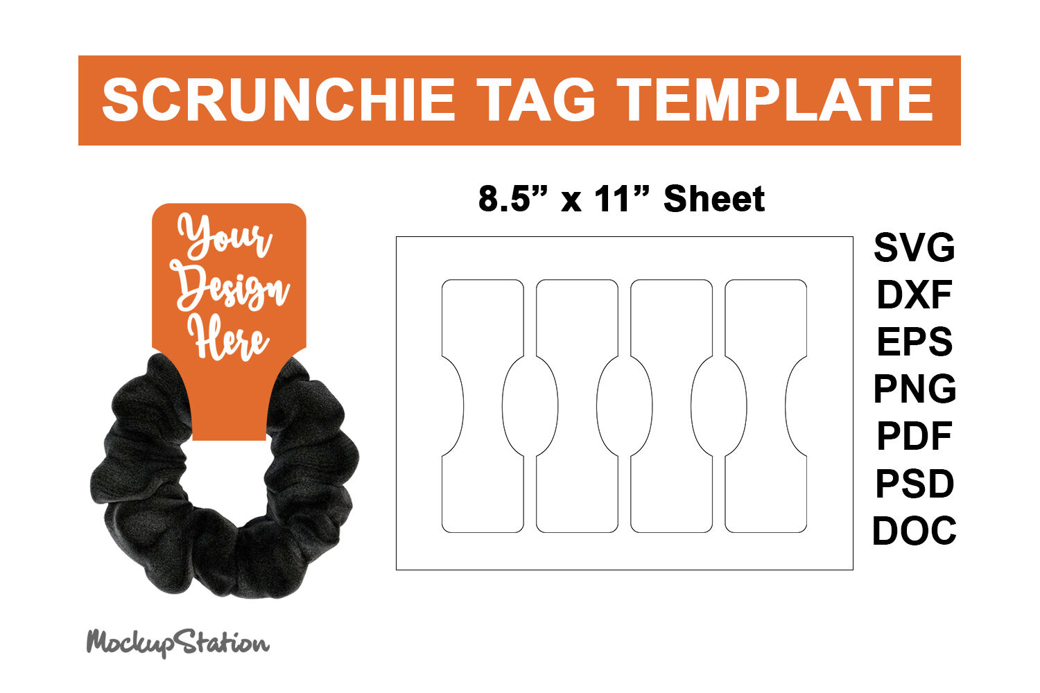 Scrunchie Tag Template SVG Printable Tag Scrunchie Tag Sublimation