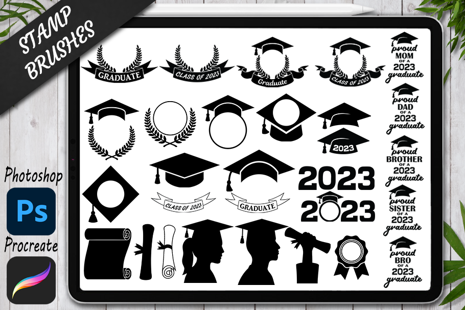 2023 Graduation Stamps Brushes for Procreate & Family