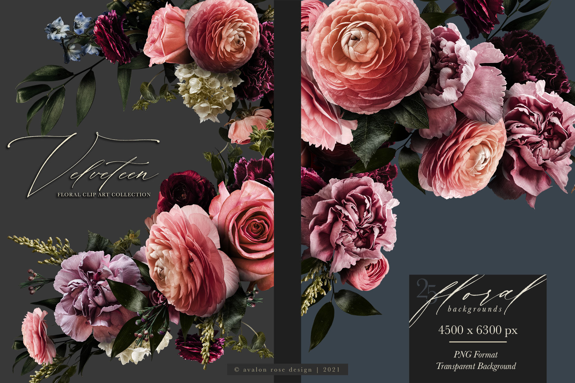 Magnolia Bloom Flower & Monogram Clipart Collection – Avalon Rose Design