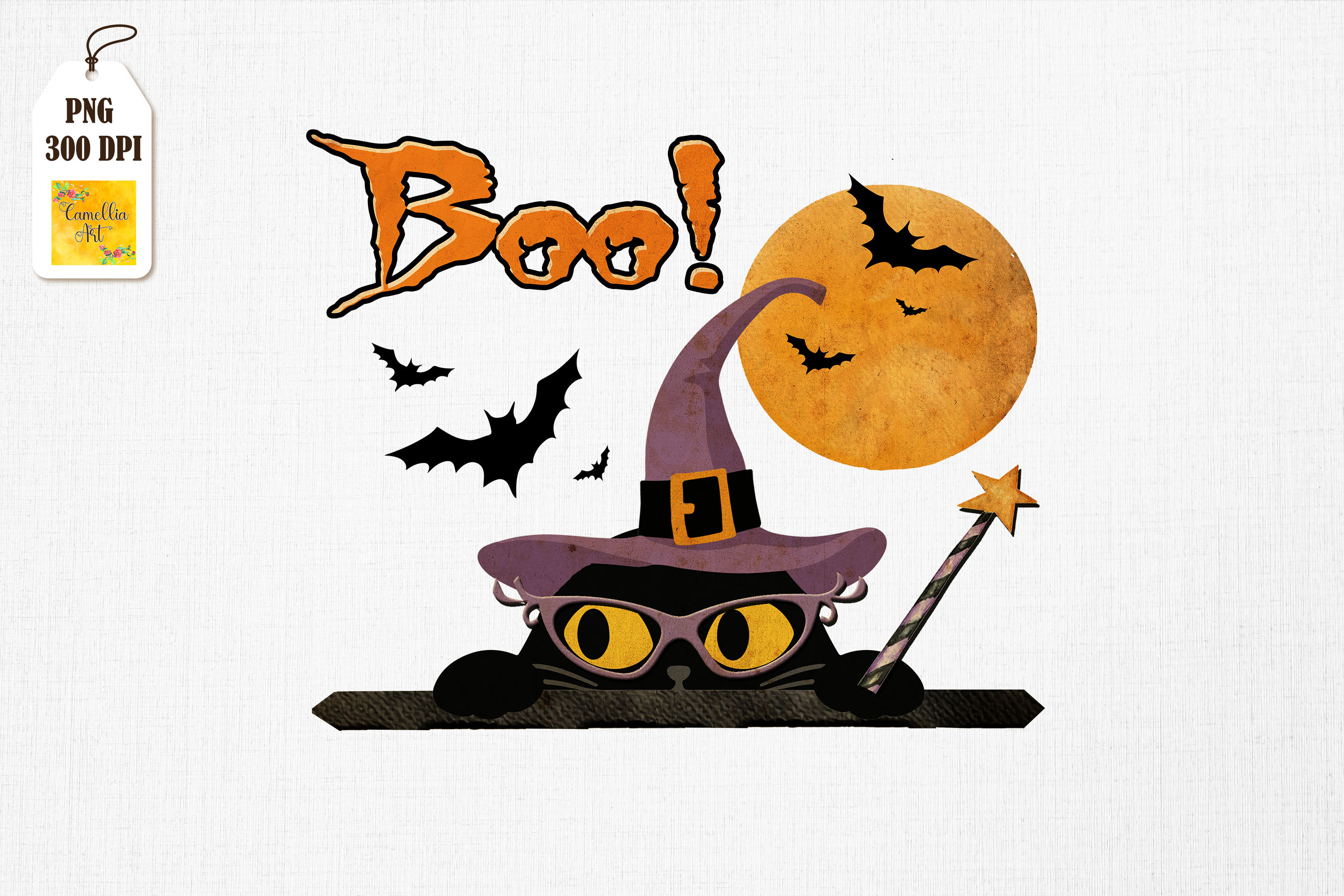 Boo! Funny Peekaboo Cat Halloween By Mulew Art