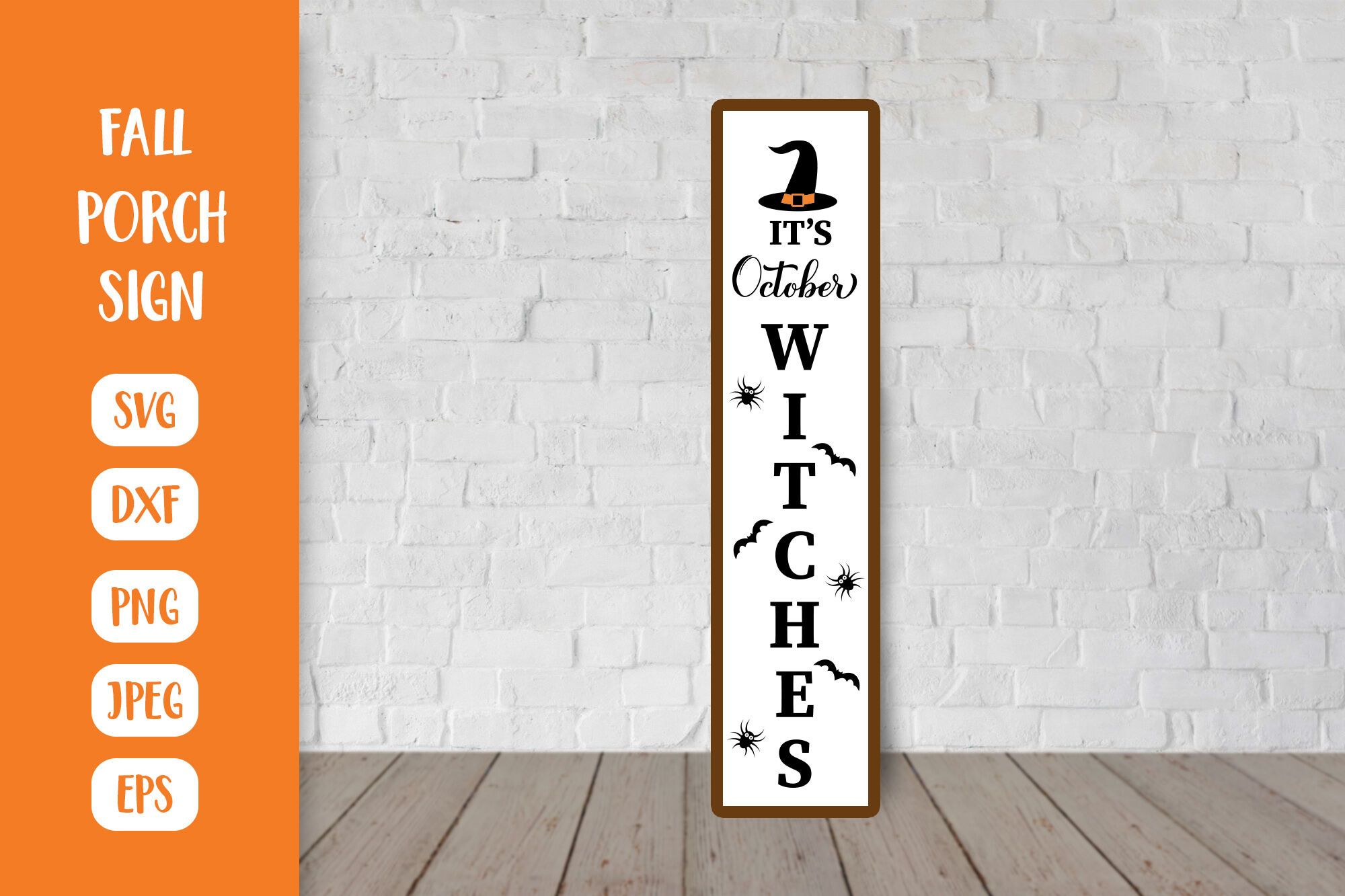 Halloween SVG Porch Sign. October Witches Vertical Front Sign By