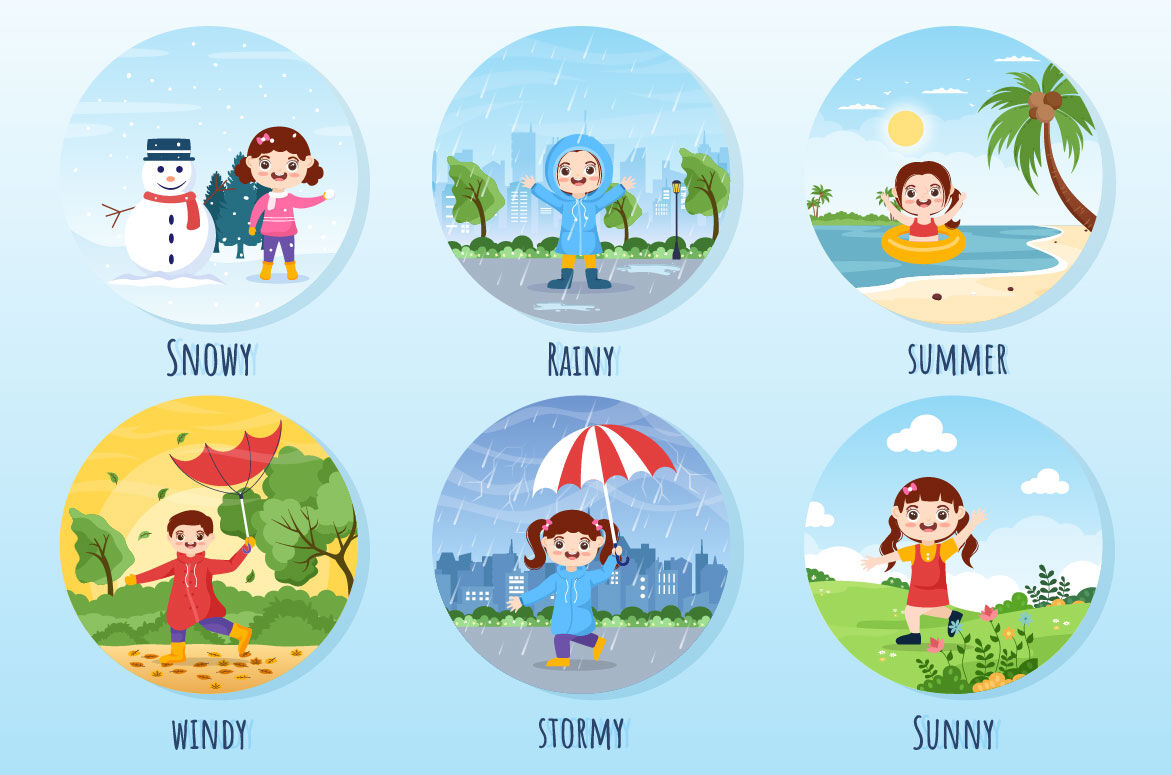 11 Types of Weather Conditions Illustration By denayunethj | TheHungryJPEG