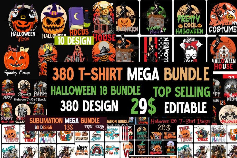 Halloween T-Shirt Mega Bundle , Halloween SVG Mega Bundle , Halloween By  Rana Creative