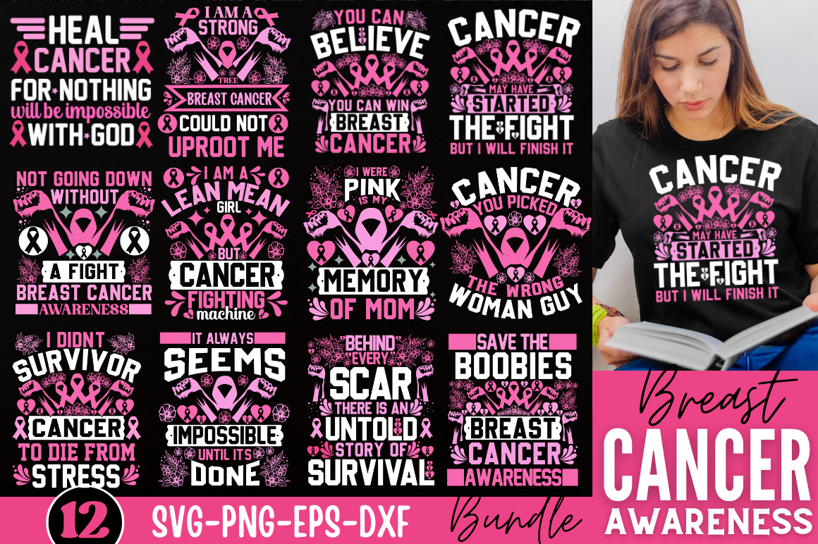 Breast Cancer Quotes SVG Bundle By creativesvgzone | TheHungryJPEG