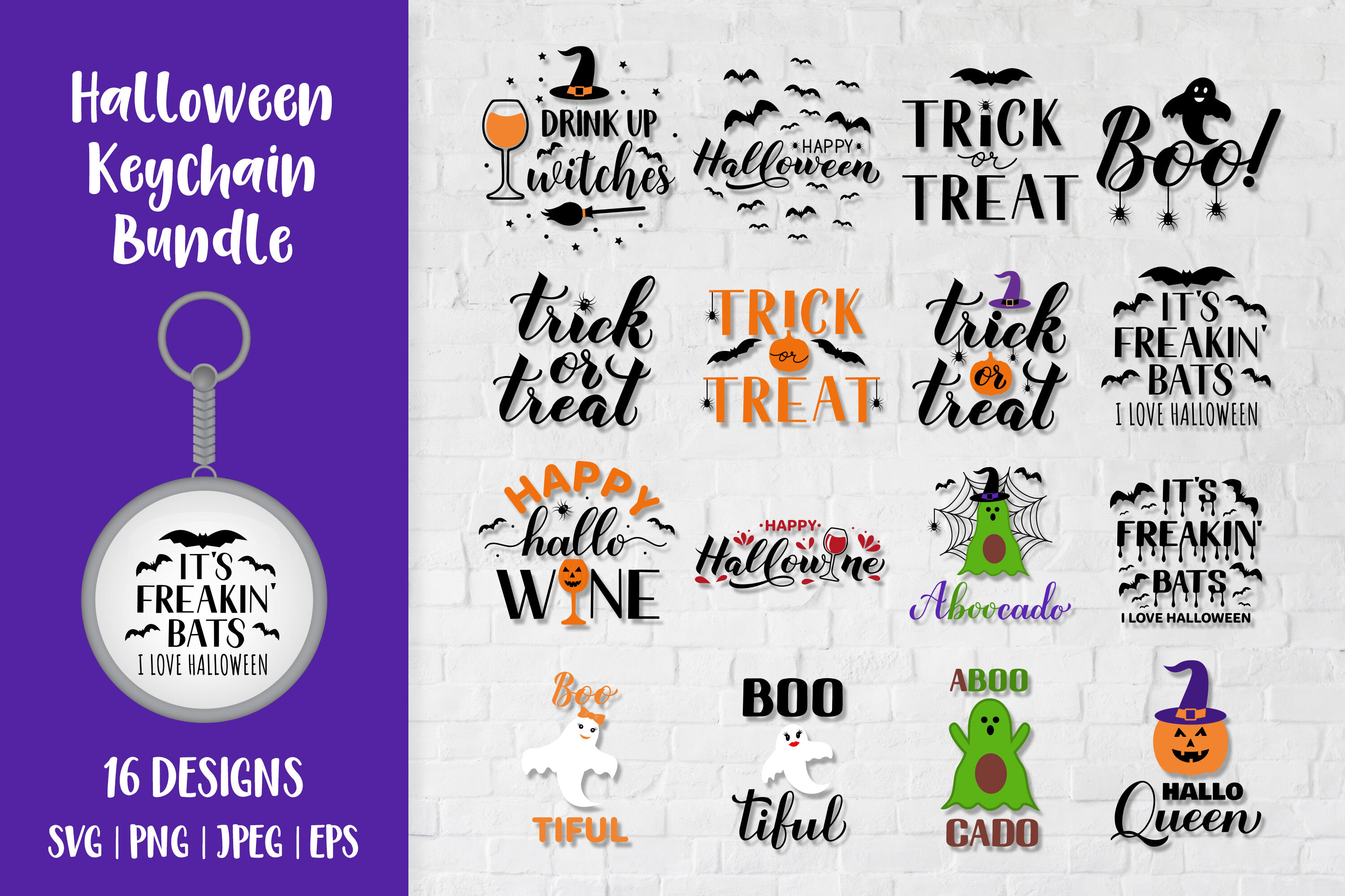 Halloween keychain bundle SVG. Halloween quotes keychains By LaBelezoka