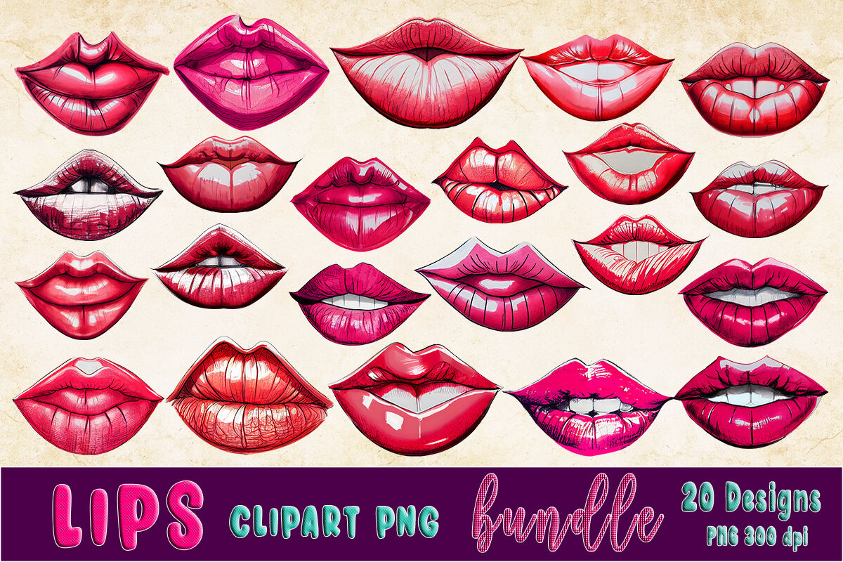 Lips Clipart PNG Bundle By ChippoaDesign | TheHungryJPEG