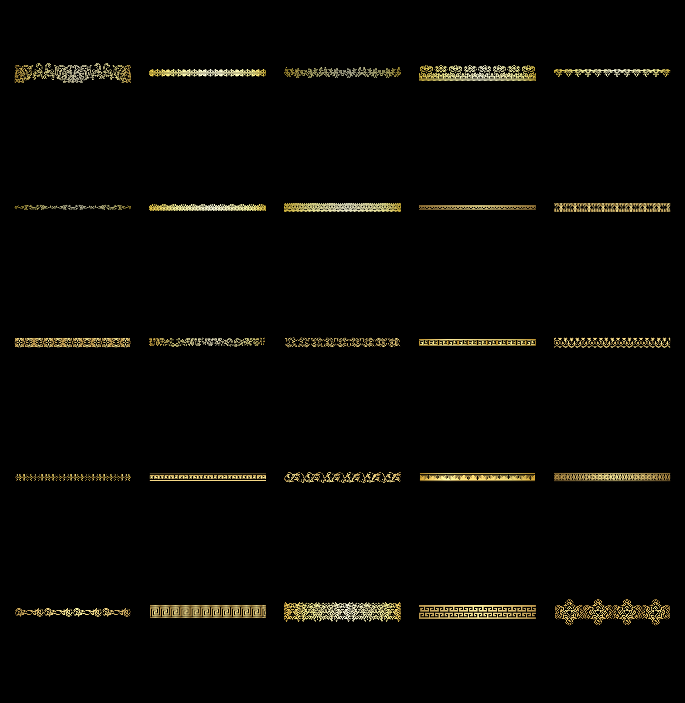 200 GOLD BORDER LINES TRANSPARENT PNG PHOTOSHOP OVERLAYS