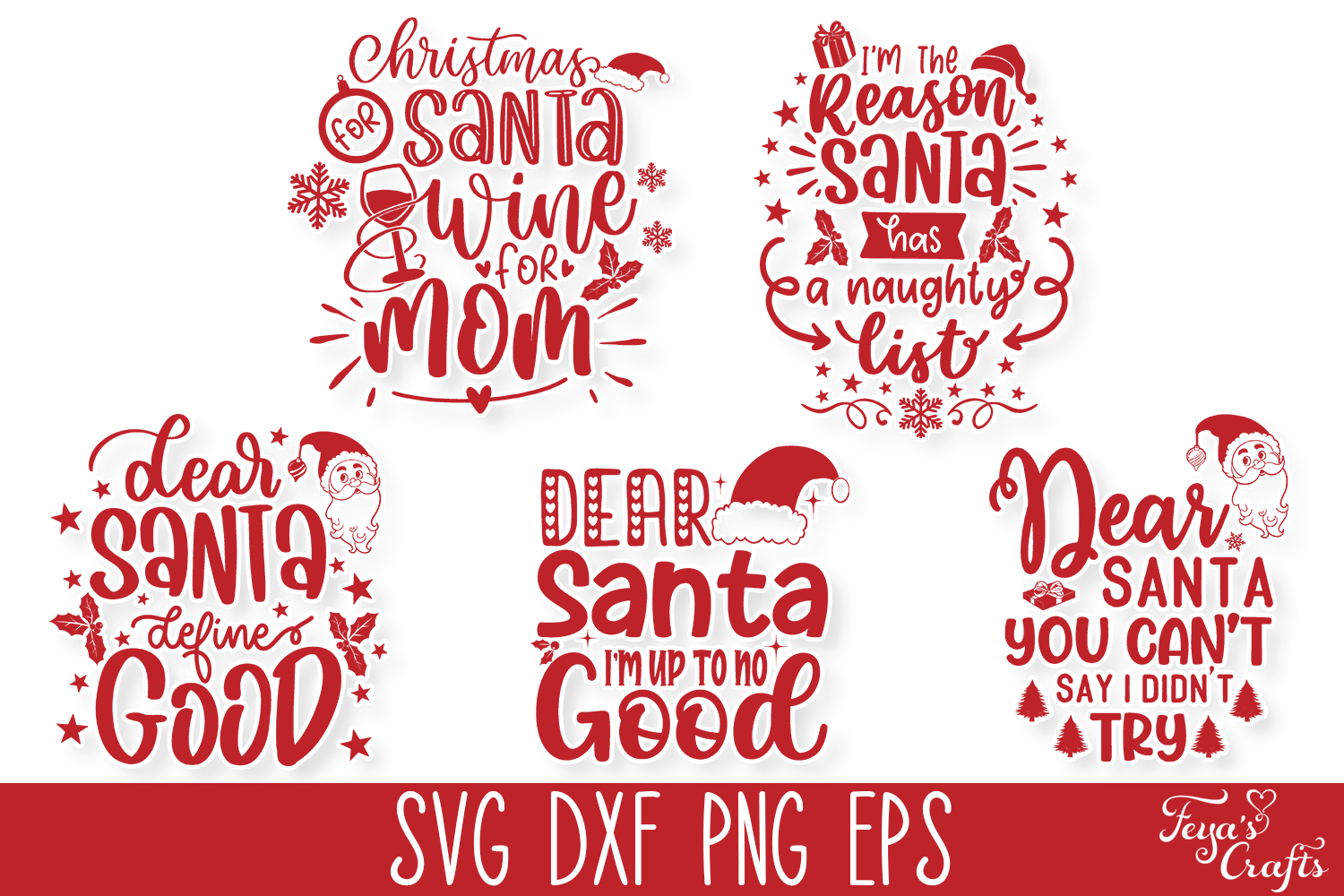 Dear Santa Funny Christmas SVG Quotes Pack By Anastasia Feya Fonts ...