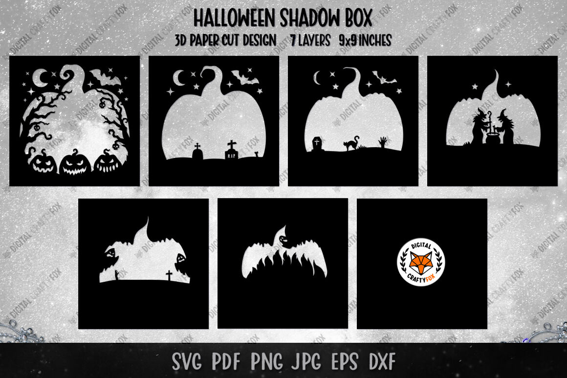 Nightmare Before Christmas Shadow Box SVG, Halloween Paper Cut