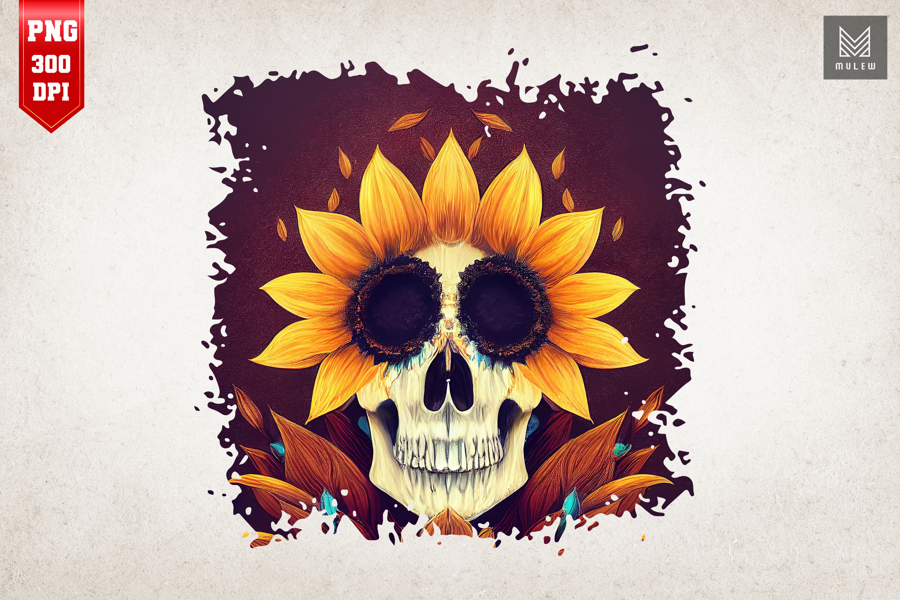 Sunflower Skull By Mulew Art | TheHungryJPEG