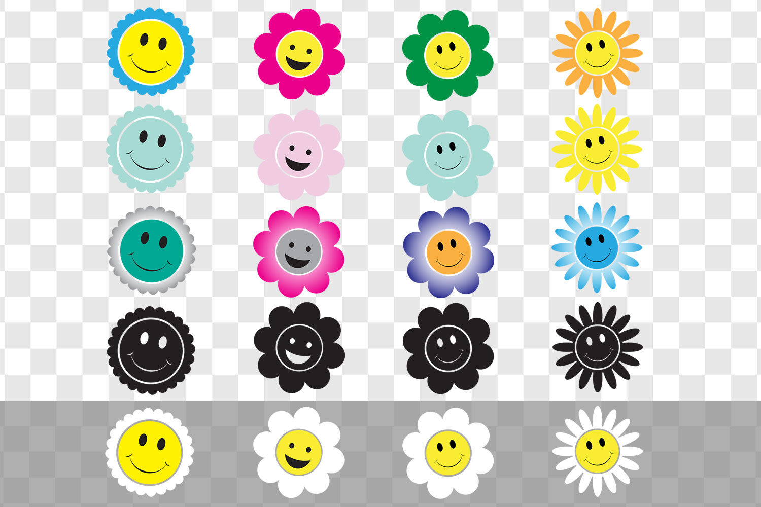 Smiley Face Flower Vector Graphic Bundle By gjsart