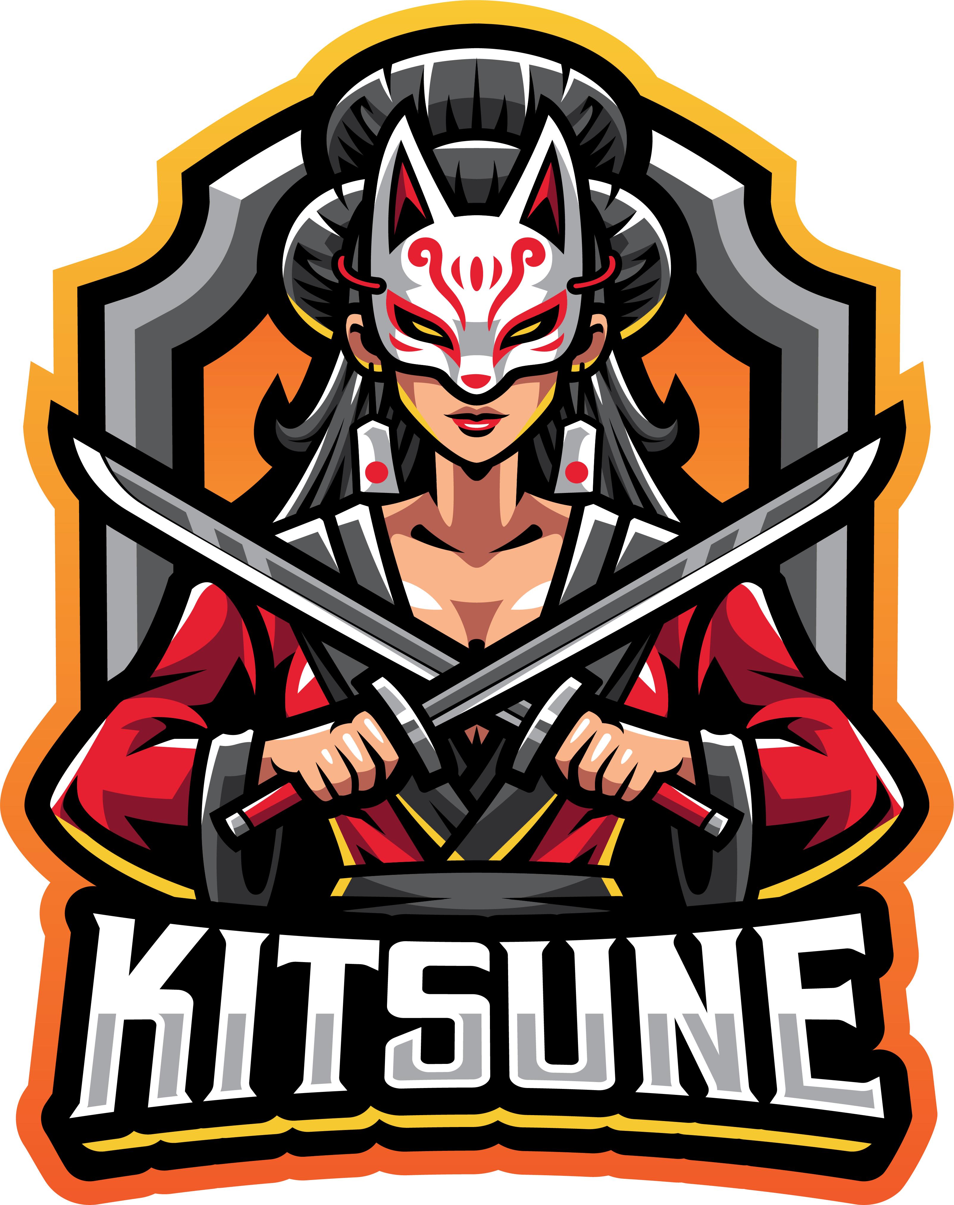 Kitsune girl esport mascot logo design By Visink | TheHungryJPEG.com