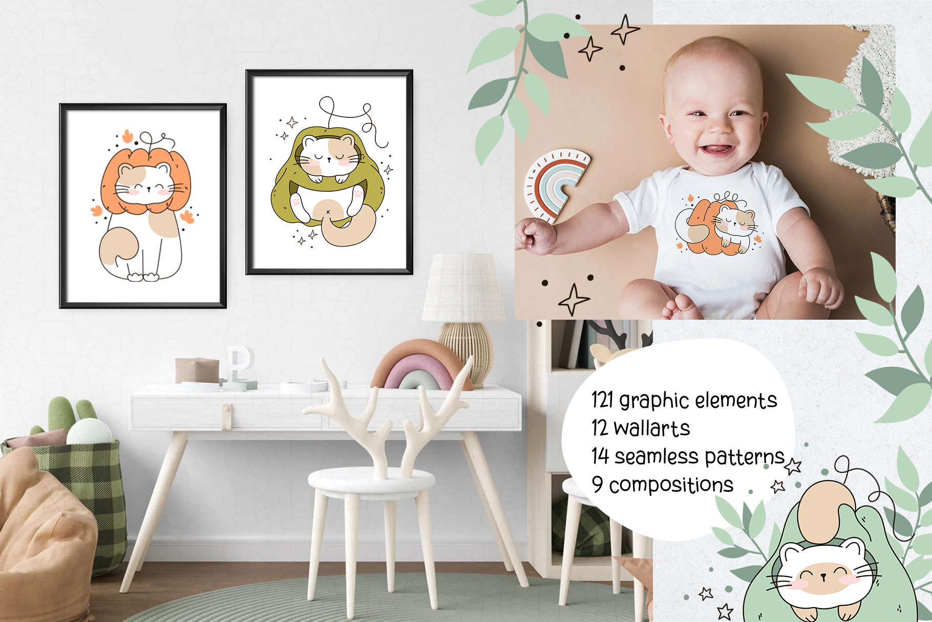 Autumn Cute Cats Kids Collection 150+ PNG&SVG By KislinkaArt ...