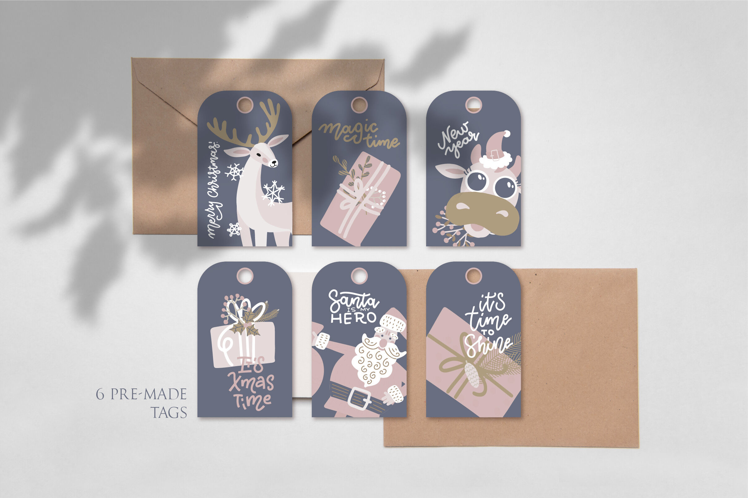 Christmas Gift Tags : Hygge Pink and Green