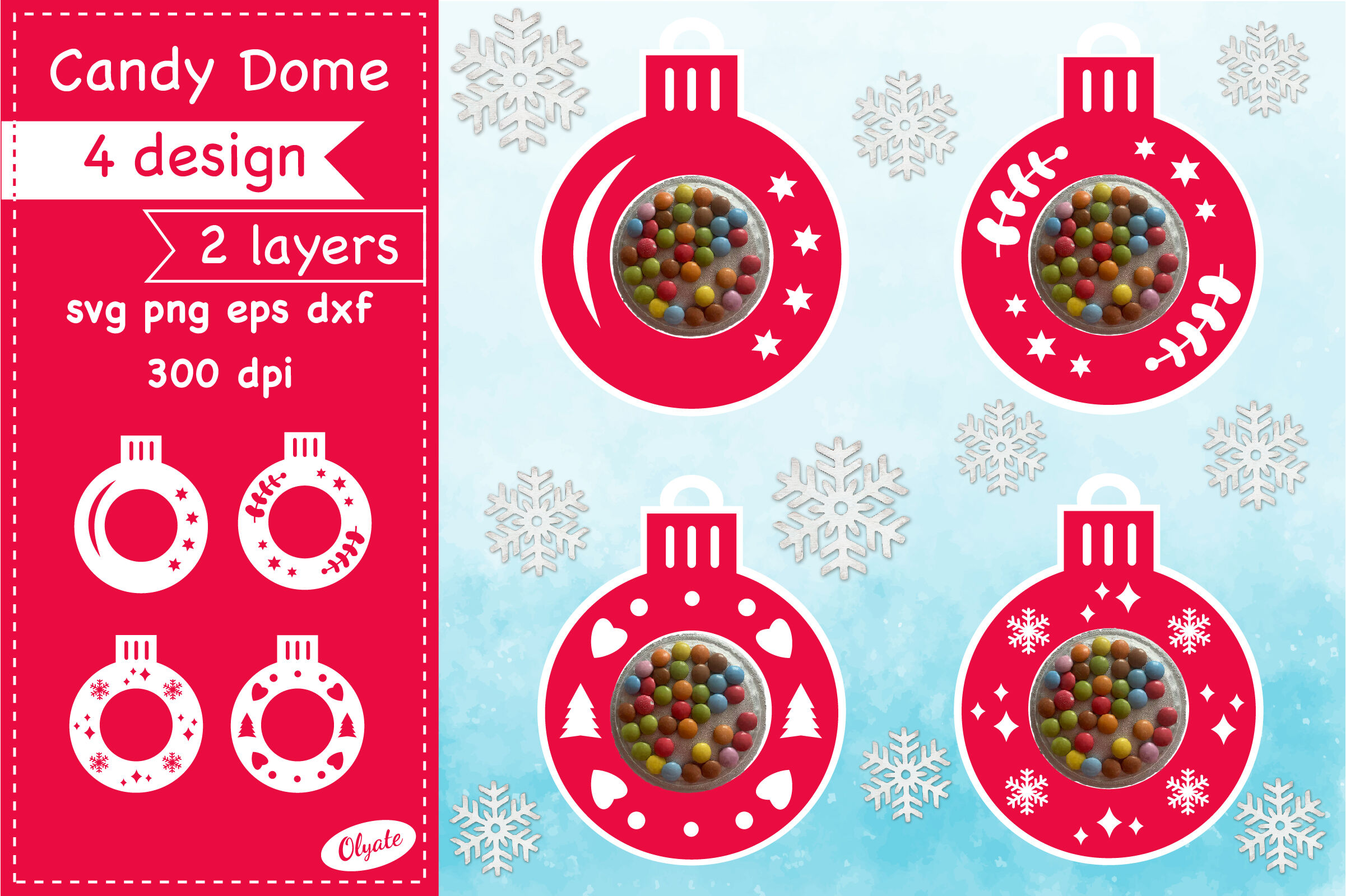 Christmas Candy Dome Ornaments. Candy Holder SVG. By Olyate | TheHungryJPEG