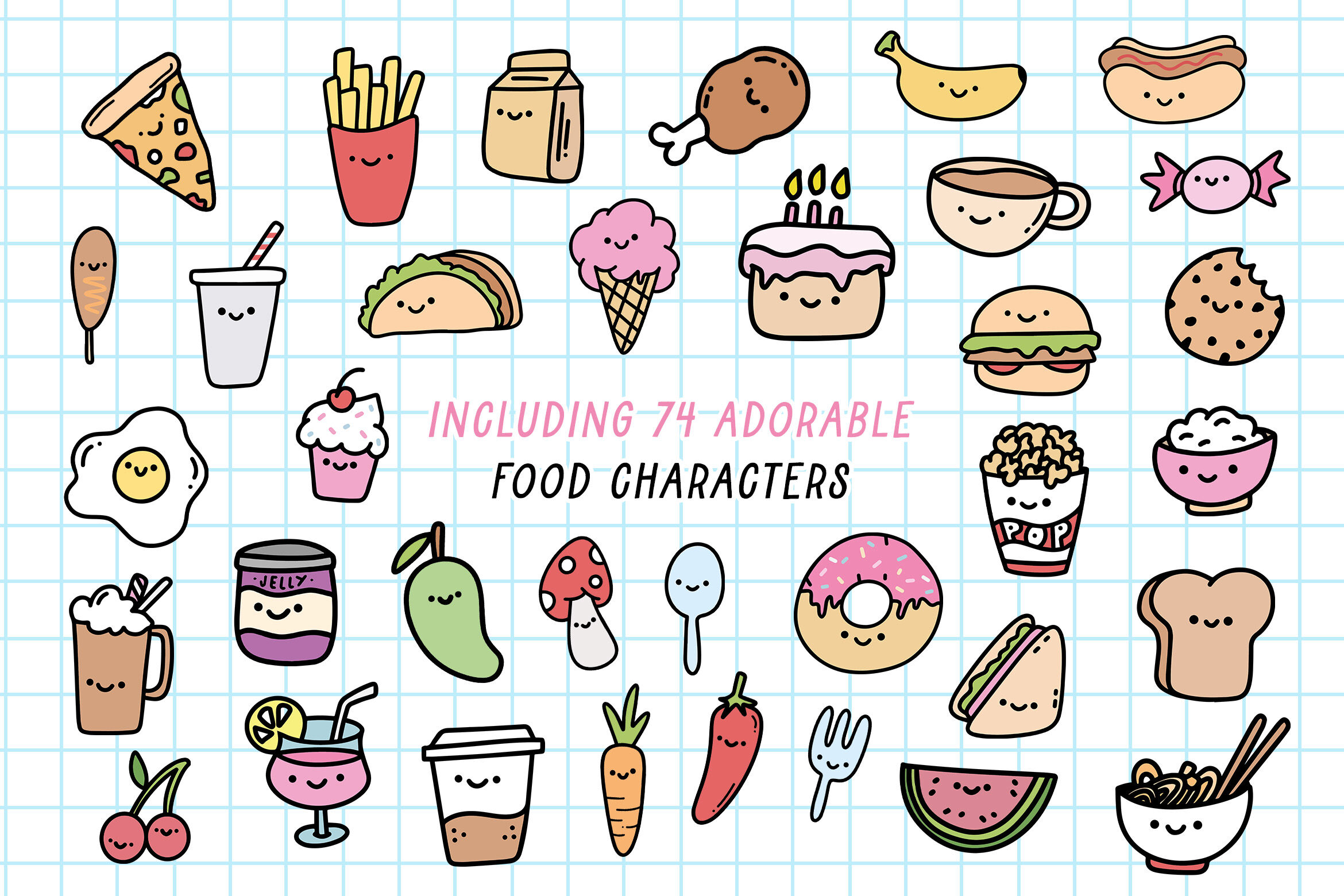 Food and Drink Digital Stickers (Food Stickers, GoodNotes Stickers) By  Lollipop Hand Drawn