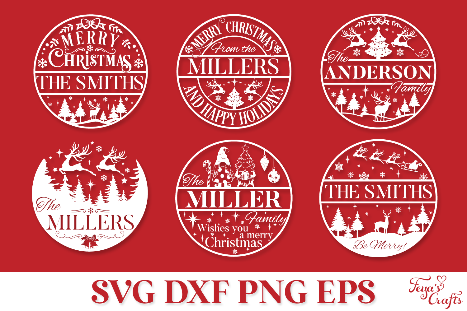 Christmas Family Name SVG Bundle By Anastasia Feya Fonts & SVG Cut