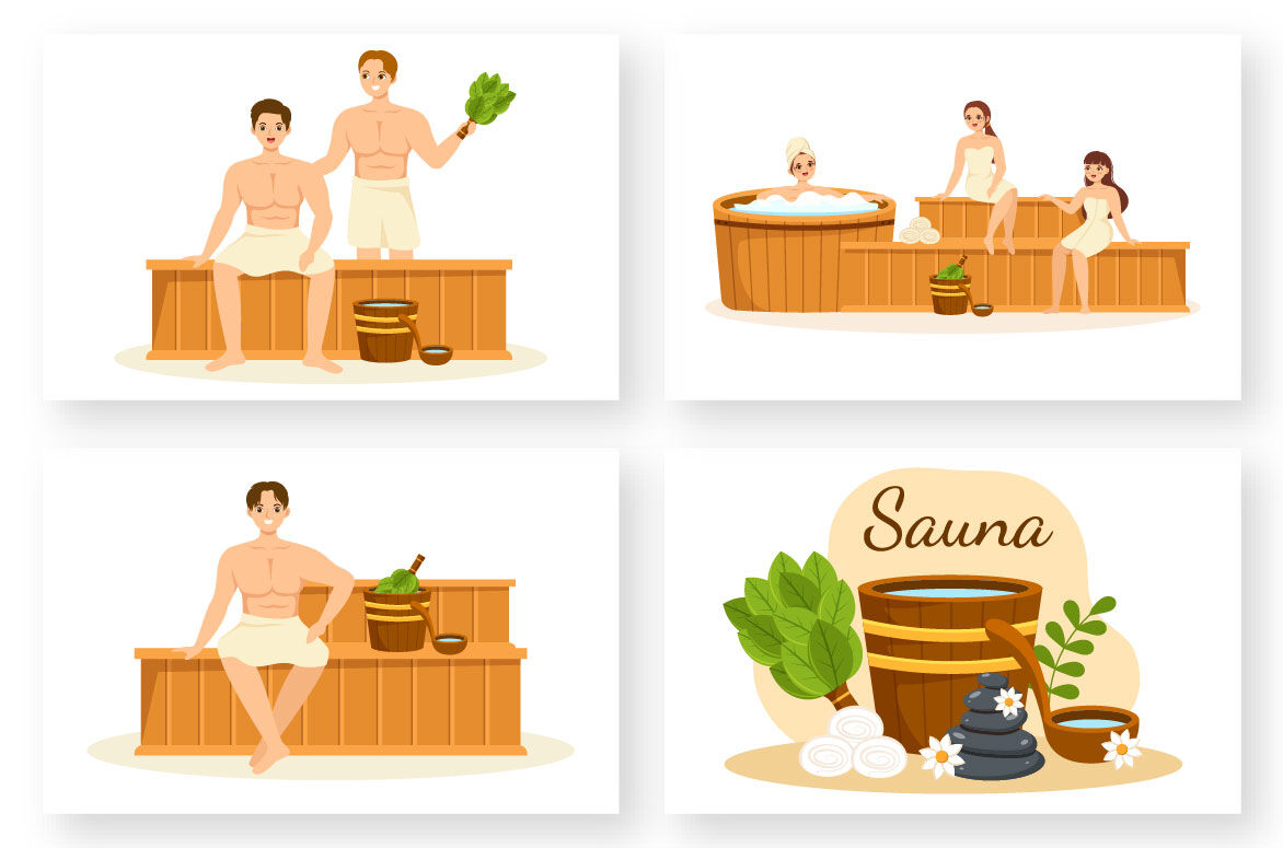 13 Sauna and Steam Room Illustration By denayunethj | TheHungryJPEG