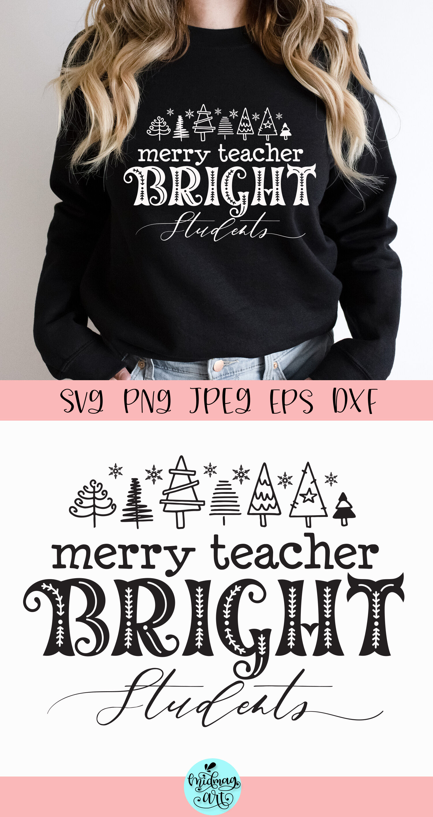 Merry teacher bright students svg, christmas cut file By Midmagart