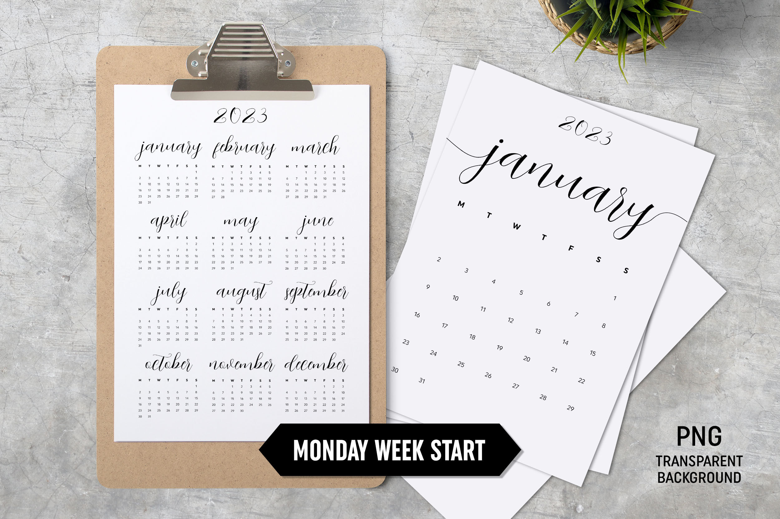 Calendar 2023 A4 Monday Start By ZoollGraphics | TheHungryJPEG