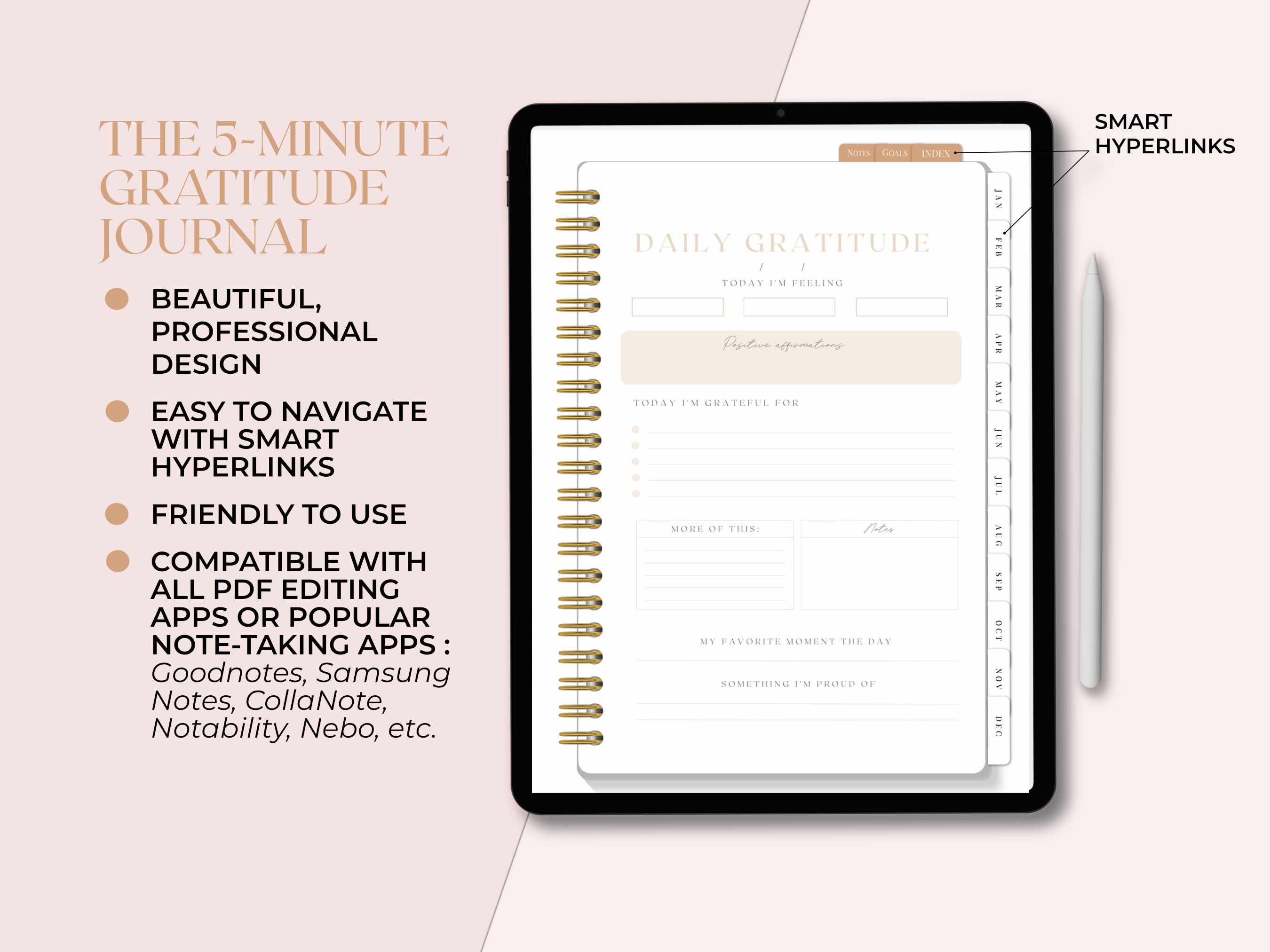 The 5-minute gratitude journal/ 2023 gratitude journal By Chic templates