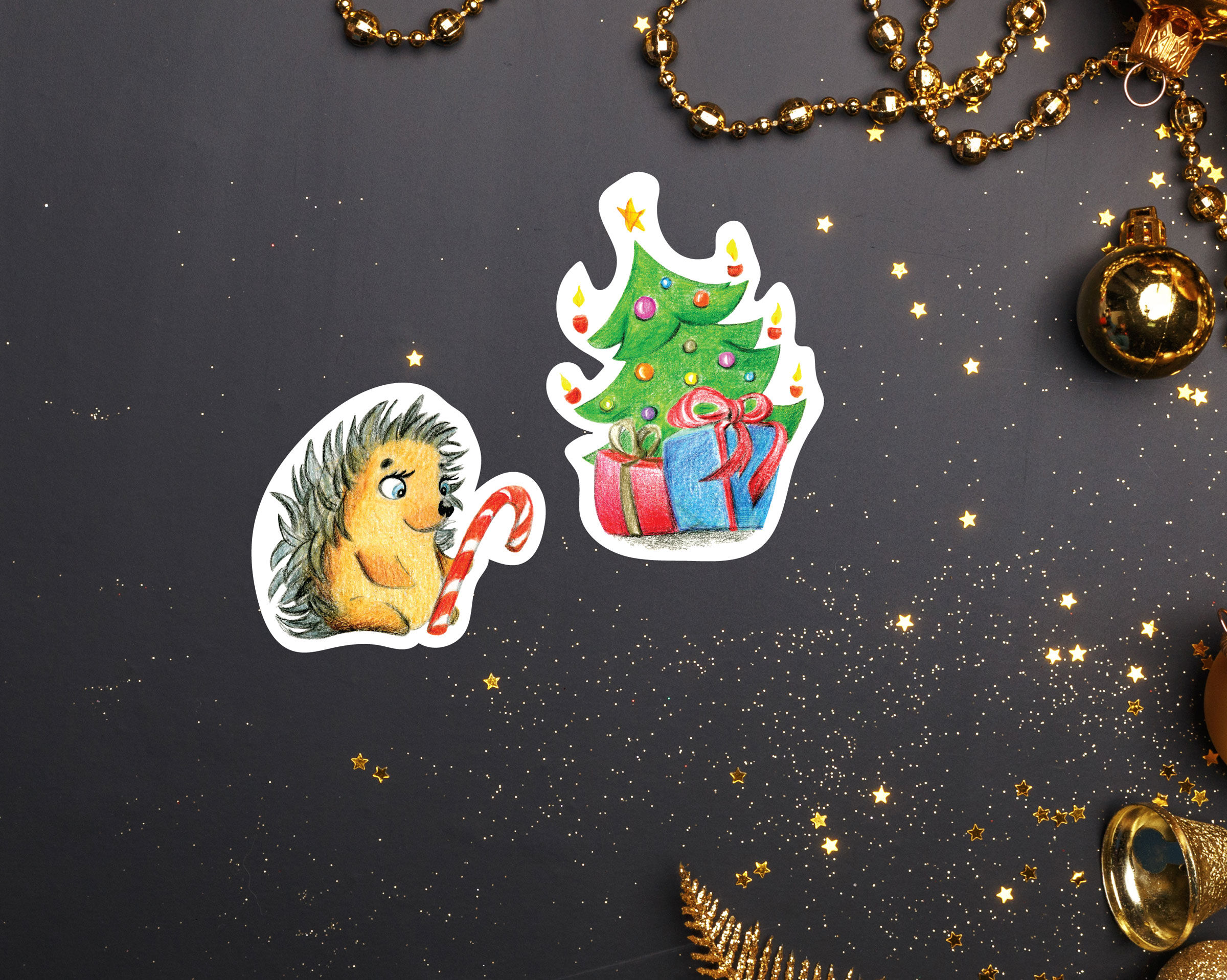 Funny Christmas sticker sheet, cute holiday stickers By JaneFoxikArt