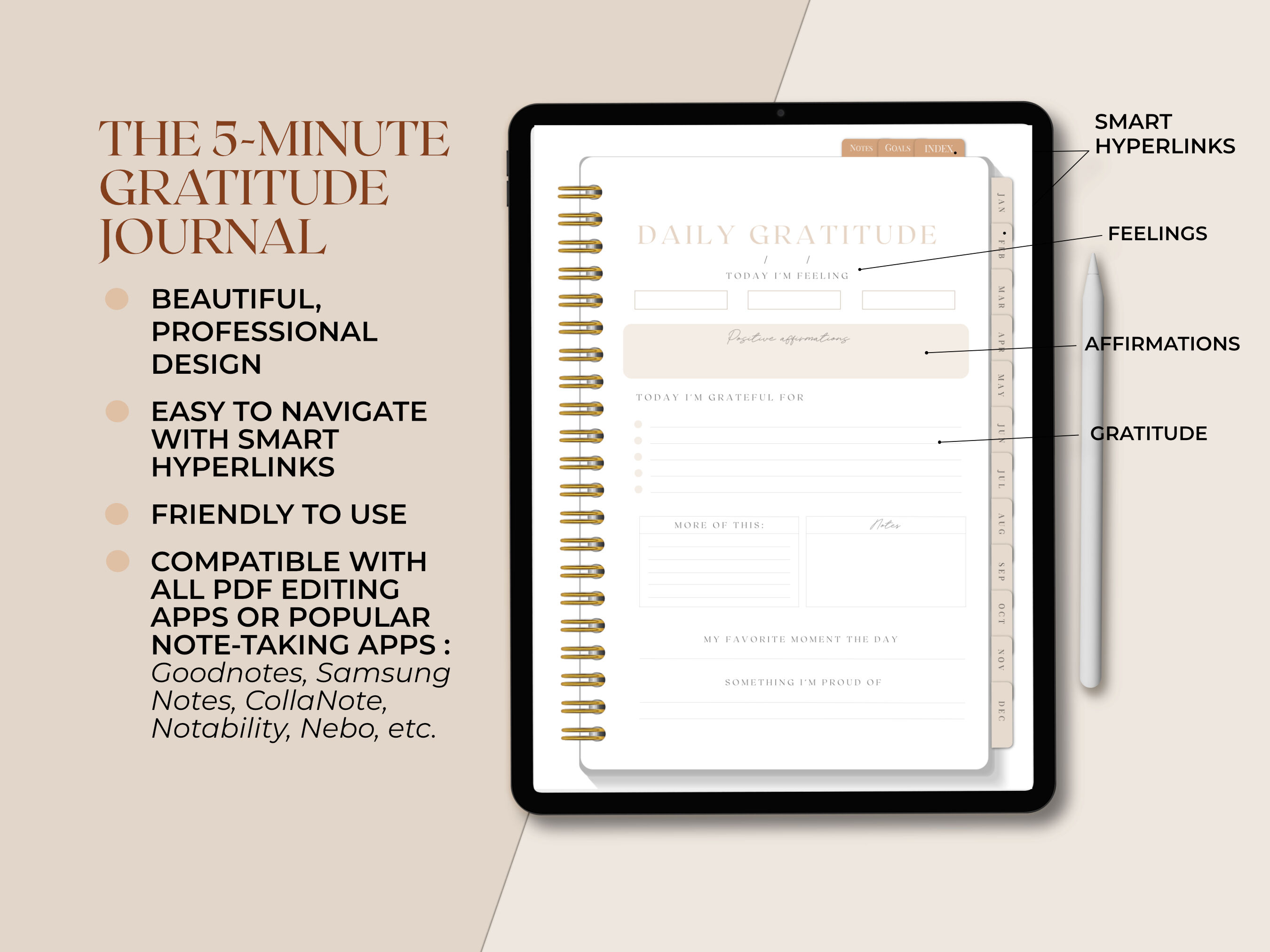 The 2023 gratitude journal/ Digital journal/ Digital monthly plann By ...