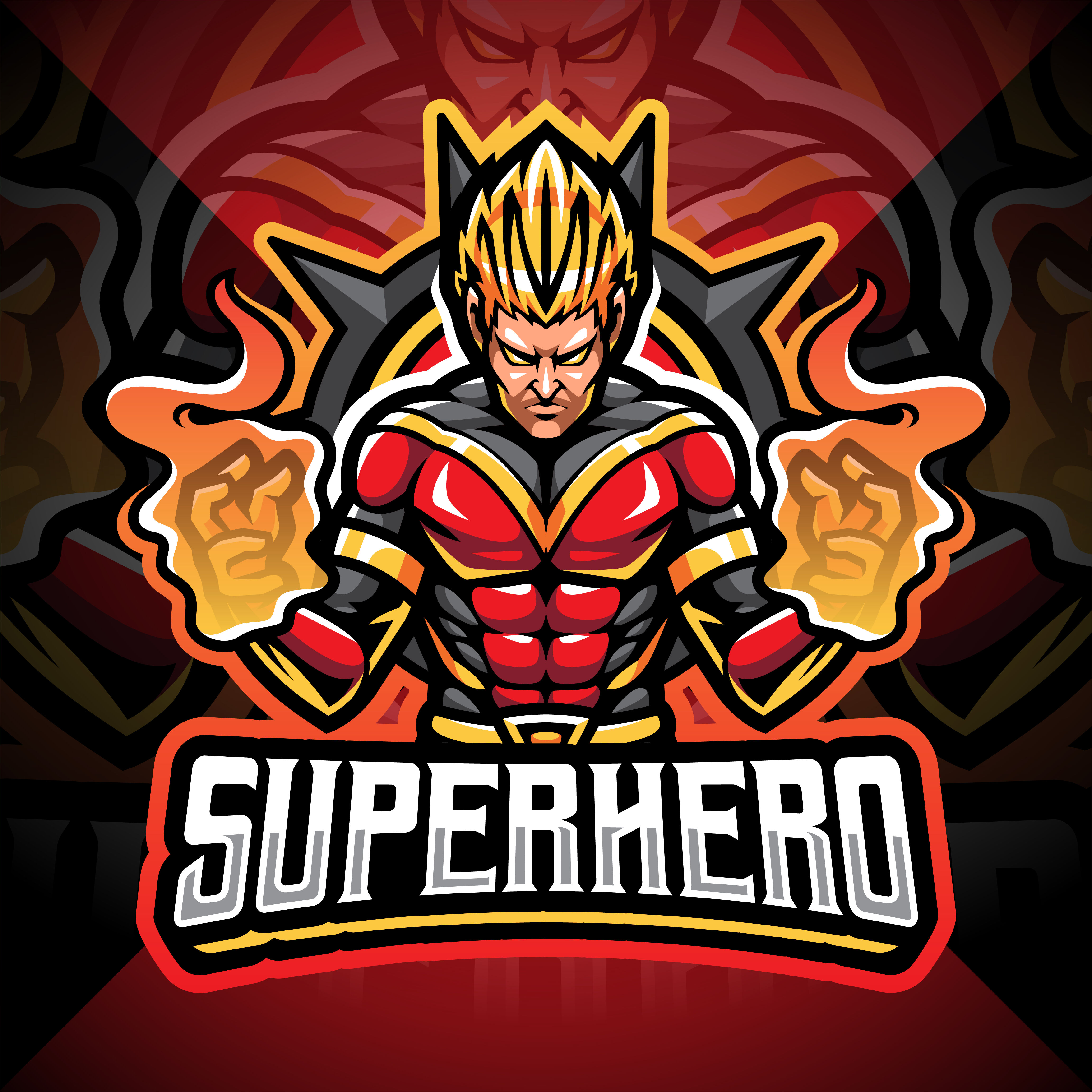 Superhero esport mascot logo design By Visink | TheHungryJPEG